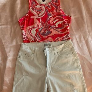 Cute pink marble crop tank